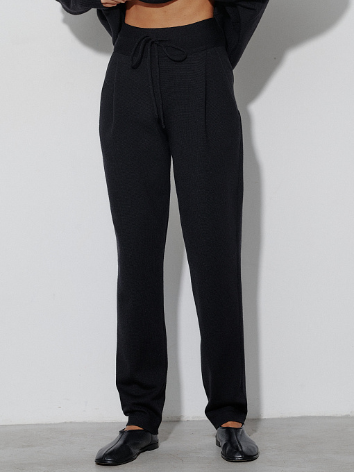Вест костюм (джемпер + брюки) трикотажный (черный, 44-46/170-175)
