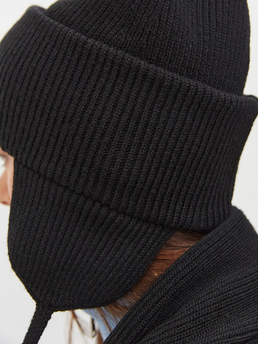 Айсберг комплект (шапка+ шарф) трикотажный (черный, 56-58)