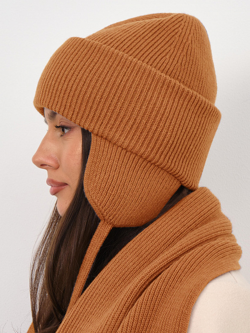 Айсберг комплект (шапка+ шарф) трикотажный (оранжевый, 56-58)