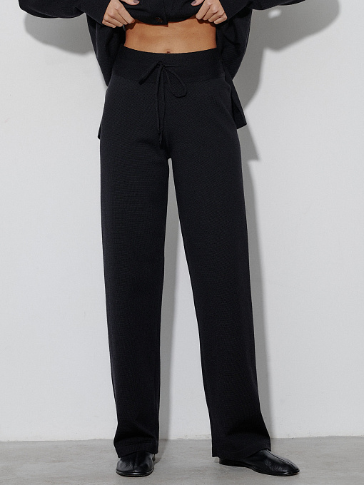 Джемми костюм ( рубашка+брюки ) трикотажный (черный, 44-46/164-170)