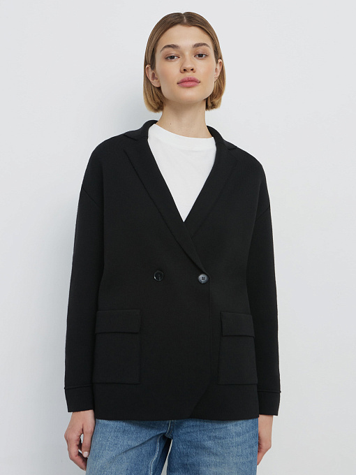 Монако пиджак трикотажный (черный, 44-46)