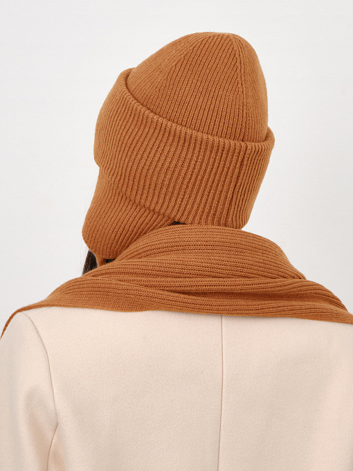 Айсберг комплект (шапка+ шарф) трикотажный (оранжевый, 56-58)
