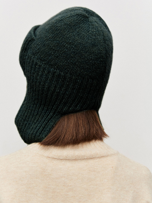 Онтарио шапка-ушанка трикотажная (т.зеленый, 56-58)