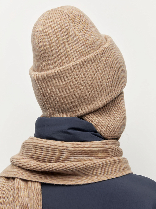 Айсберг комплект (шапка+ шарф) трикотажный (бежевый, 56-58)