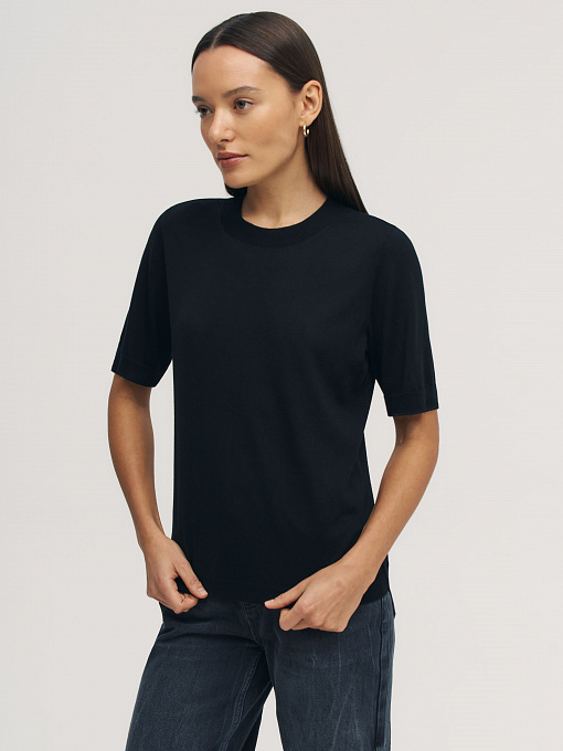 Адель джемпер (футболка) трикотажный (черный, 48-50)