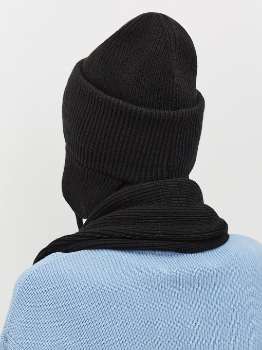 Айсберг комплект (шапка+ шарф) трикотажный (черный, 56-58)